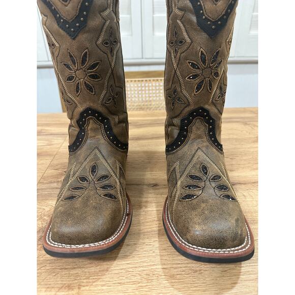 Laredo Women's Bouquet Western Performance Boots Brown Leather Sz 8 Lightly Worn - Picture 6 of 16